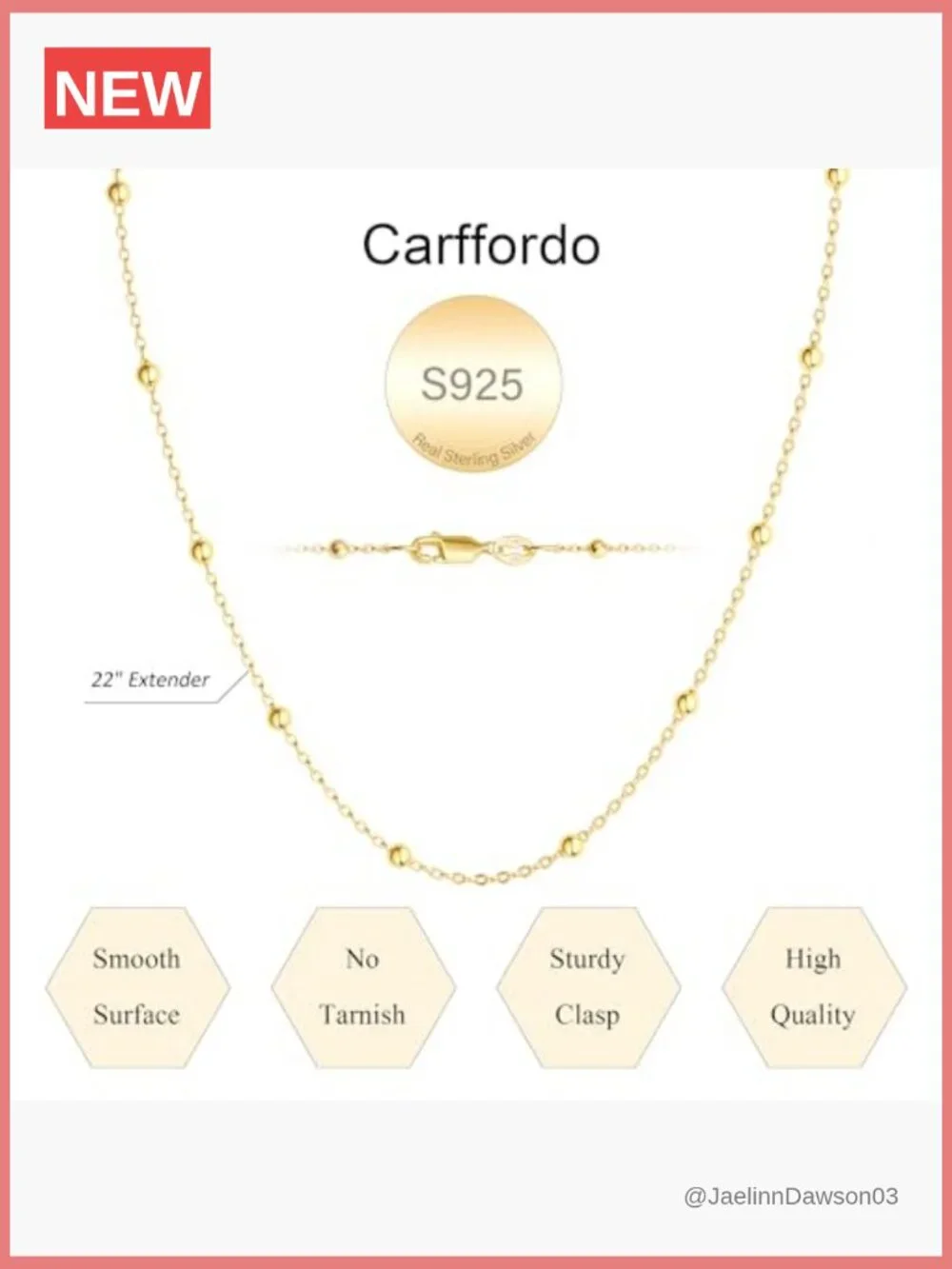 925 Sterling Silver Gold Plated Link Chain Necklace 22 Inch